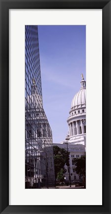 Framed Low angle view of a government building, Wisconsin State Capitol, Madison, Wisconsin, USA Print