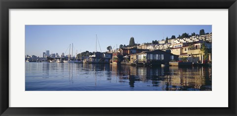 Framed Houseboats in a lake, Lake Union, Seattle, King County, Washington State, USA Print