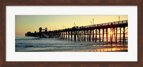 Framed Pier in the ocean at sunset, Oceanside, San Diego County, California, USA Print