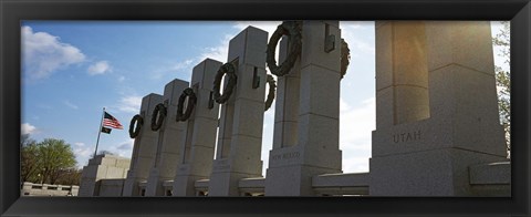 Framed Colonnade in a war memorial, National World War II Memorial, Washington DC, USA Print