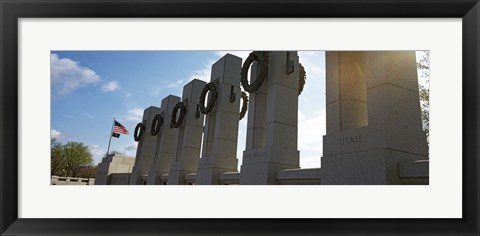 Framed Colonnade in a war memorial, National World War II Memorial, Washington DC, USA Print