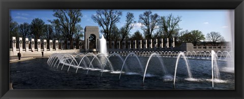 Framed Fountains at a war memorial, National World War II Memorial, Washington DC, USA Print