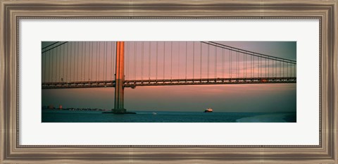 Framed Bridge across the river, Verrazano-Narrows Bridge, New York Harbor, New York City, New York State, USA Print