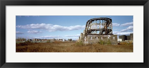 Framed Abandoned rollercoaster in an amusement park, Coney Island, Brooklyn, New York City, New York State, USA Print