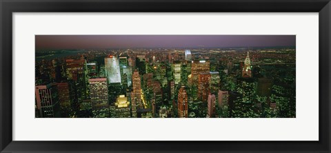 Framed Skyscrapers at night, New York City, New York State, USA Print