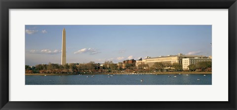 Framed Monument at the riverside, Washington Monument, Potomac River, Washington DC, USA Print