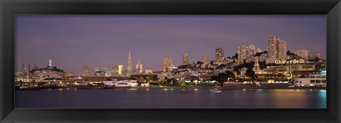 Framed Coit Tower at dusk, Ghirardelli Square, San Francisco, California Print