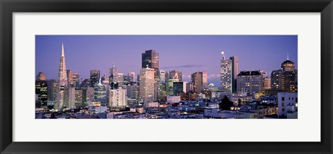 Framed High angle view of San Francisco at dusk, California Print