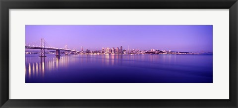 Framed Bay Bridge with a lit up city skyline in the background, San Francisco, California, USA Print