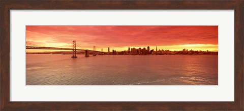 Framed Bay Bridge with city skyline, San Francisco, California, USA Print