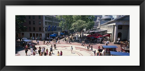 Framed Tourists in a market, Faneuil Hall Marketplace, Quincy Market, Boston, Suffolk County, Massachusetts, USA Print