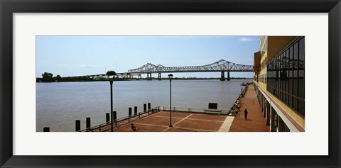 Framed Bridge across a river, Crescent City Connection Bridge, Mississippi River, New Orleans, Louisiana, USA Print