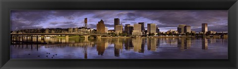 Framed Portland Skyline on a cloudy day, Oregon Print