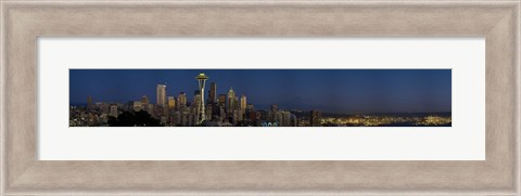 Framed Skyscrapers in a city, Space Needle, Seattle, King County, Washington State, USA Print