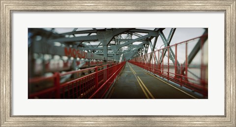 Framed Road across a suspension bridge, Williamsburg Bridge, New York City, New York State, USA Print