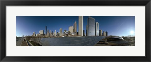 Framed 360 degree view of a city, Millennium Park, Jay Pritzker Pavilion, Lake Shore Drive, Chicago, Cook County, Illinois, USA Print