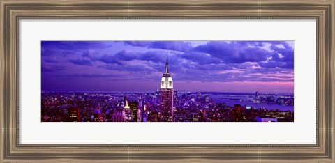 Framed Empire State Building lit up in white, Midtown Manhattan, New York City Print