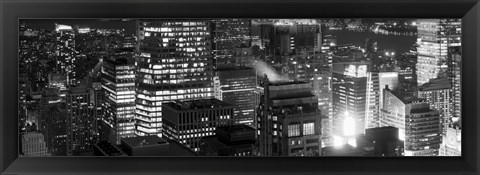 Framed Aerial view of a city at night, Midtown Manhattan, Manhattan, New York City, New York State, USA Print