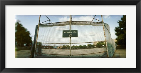 Framed Chainlink fence in a public park, McCarren Park, Greenpoint, Brooklyn, New York City, New York State, USA Print