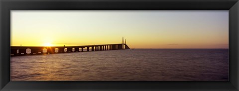 Framed Bridge at sunrise, Sunshine Skyway Bridge, Tampa Bay, St. Petersburg, Pinellas County, Florida, USA Print