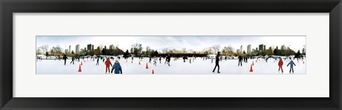 Framed 360 degree view of tourists ice skating, Wollman Rink, Central Park, Manhattan, New York City, New York State, USA Print