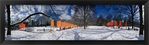 Framed 360 degree view of gates in an urban park, The Gates, Central Park, Manhattan, New York City, New York State, USA Print