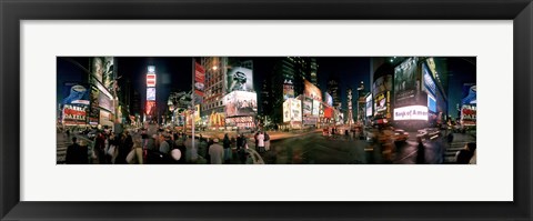 Framed 360 degree view of buildings lit up at night, Times Square, Manhattan, New York City, New York State, USA Print