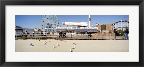 Framed Tourists at an amusement park, Coney Island, Brooklyn, New York City, New York State, USA Print