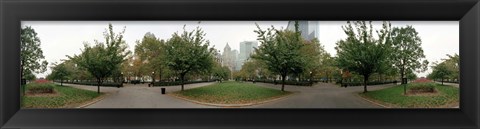 Framed 360 degree view of a public park, Battery Park, Manhattan, New York City, New York State, USA Print