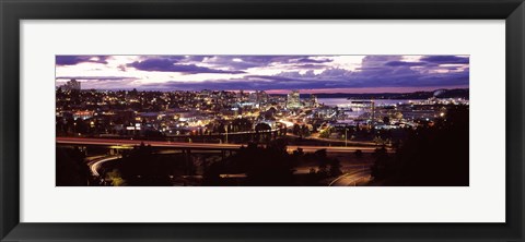 Framed Aerial view of a city, Tacoma, Pierce County, Washington State, USA 2010 Print