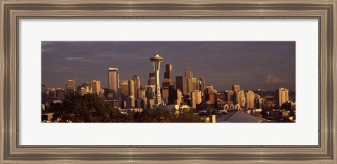Framed Seattle skyline at dusk, King County, Washington State, USA 2010 Print