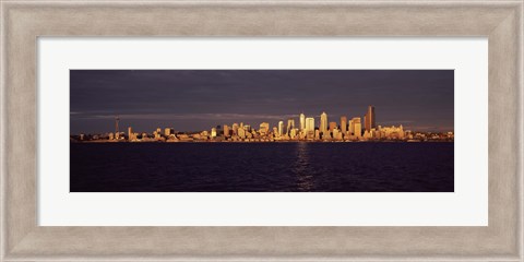 Framed City viewed from Alki Beach, Seattle, King County, Washington State, USA Print