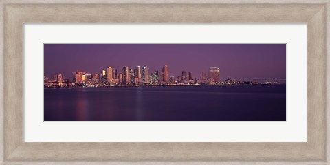 Framed San Diego with Purple Sky as Seen from the Water Print