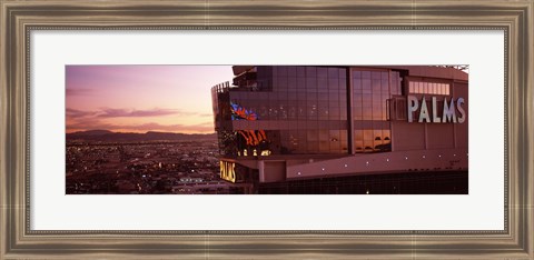 Framed Hotel lit up at dusk, Palms Casino Resort, Las Vegas, Nevada, USA Print