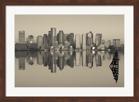 Framed Reflection of buildings in water, Boston, Massachusetts, USA Print