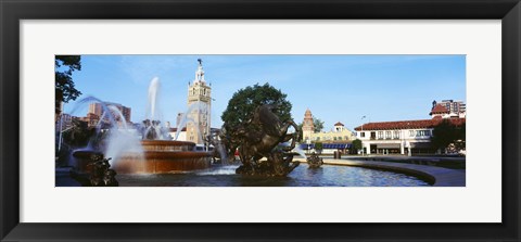 Framed Fountain at Country Club Plaza, Kansas City, Missouri Print