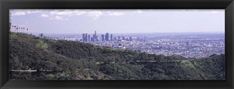 Framed Aerial view of Los Angeles from Griffith Park Observatory Print