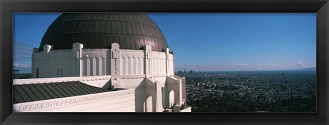 Framed Observatory with cityscape in the background, Griffith Park Observatory, Los Angeles, California, USA 2010 Print