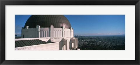 Framed Observatory with cityscape in the background, Griffith Park Observatory, Los Angeles, California, USA 2010 Print