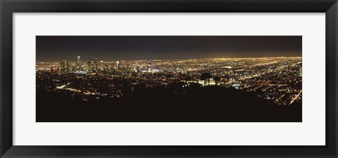 Framed Night View of Los Angeles from the Distance Print