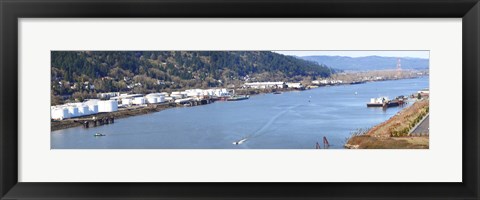 Framed High angle view of a river, Willamette River, Portland, Multnomah County, Oregon, USA Print