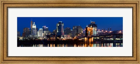 Framed Cincinnati, Ohio at Night Print