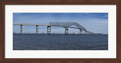 Framed Bridge across a river, Francis Scott Key Bridge, Patapsco River, Baltimore, Maryland, USA Print