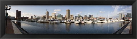 Framed Boats Moored at Inner Harbor, Baltimore, Maryland Print