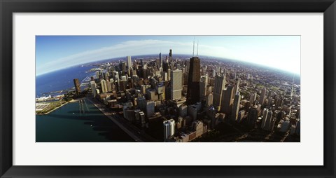 Framed Aerial view of Chicago and lake, Cook County, Illinois, USA 2010 Print