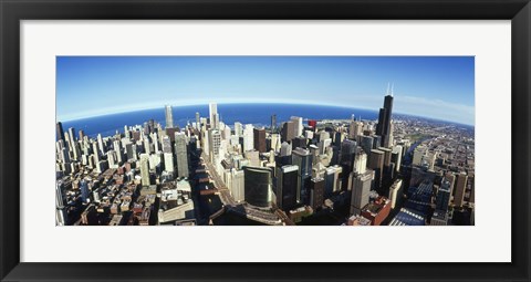 Framed Aerial view of Chicago with the lake in the background, Cook County, Illinois, USA 2010 Print