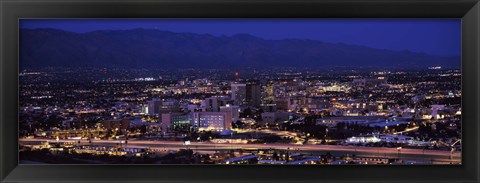 Framed Tuscson skyline at night, Arizona Print