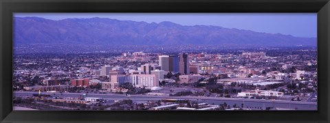 Framed Tucson, Arizona with Purple Sky 2010 Print