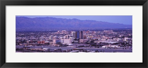 Framed Tucson, Arizona with Purple Sky 2010 Print