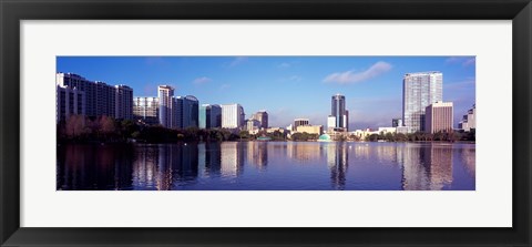 Framed Buildings Reflecting in Lake Eola, Orlando, Florida Print